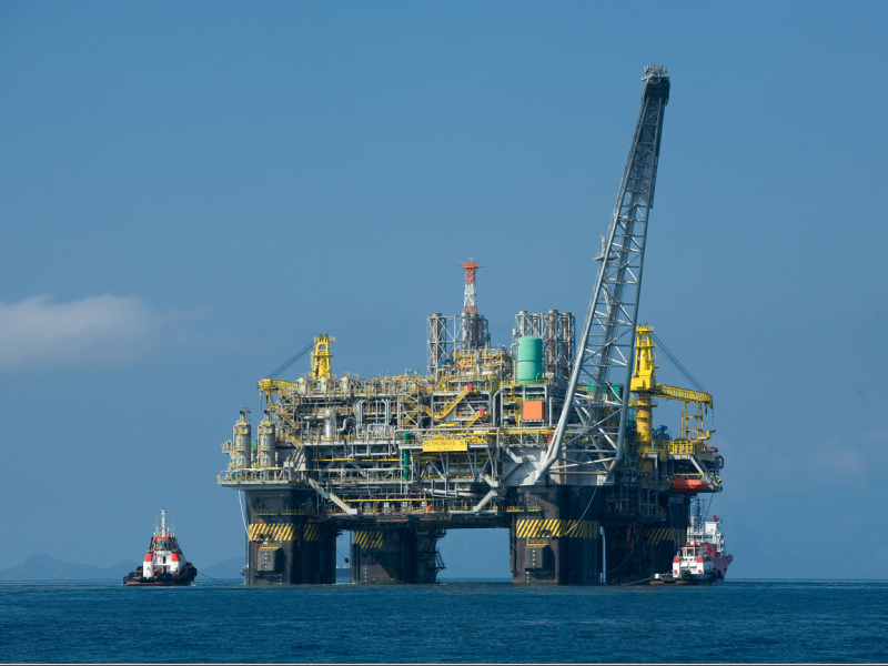 Offshore oil drilling platform in Nigeria symbolizing the infrastructure linked to resource extraction and the Malabu scandal